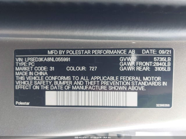 Polestar 2 Long Range Dual Motor 2022 LPSED3KA8NL055991 Image 9
