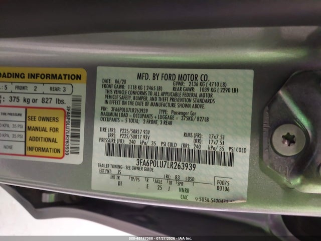 Ford Fusion Hybrid Se 2020 3FA6P0LU7LR263939 Image 9