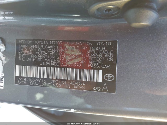 Продажа на аукционе авто 2010 Toyota Corolla Le, vin: JTDBU4EE1AJ070398, номер лота: 45747090
