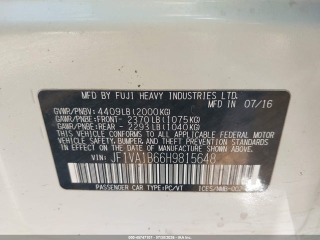 JF1VA1B66H9815648 Subaru WRX