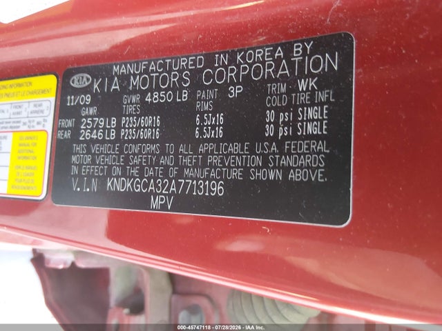 2010 Kia Sportage Lx V6 მანქანა იყიდება აუქციონზე, vin: KNDKGCA32A7713196, აუქციონის ნომერი: 45747118
