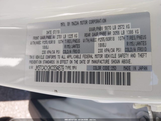 Mazda Cx-9 Touring 2019 JM3TCACY2K0334679 Image 9