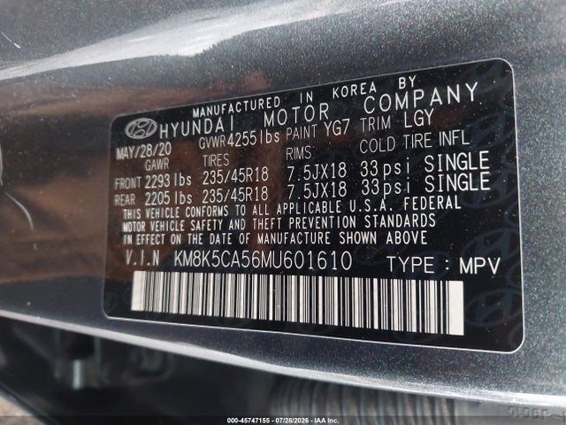 Продаж на аукціоні авто 2021 Hyundai Kona Ultimate, vin: KM8K5CA56MU601610, номер лоту: 45747155