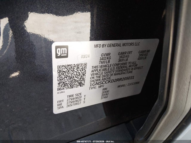 1GNSCCKD2RR205031 Chevrolet Suburban 2wd Lt