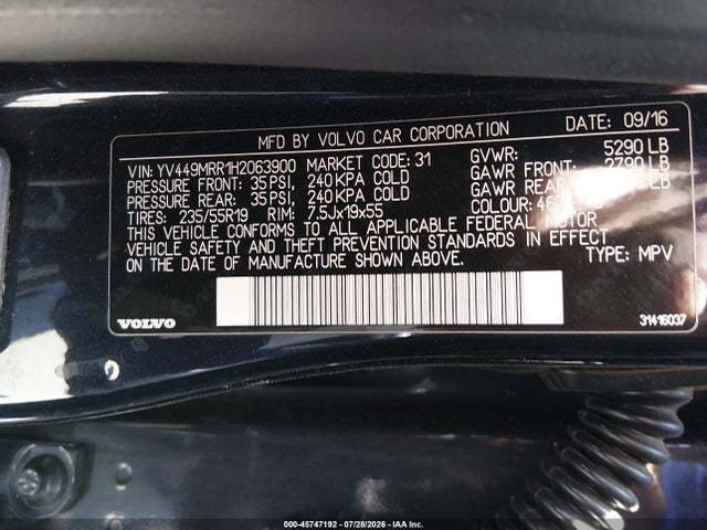 Volvo Xc60 T6 Dynamic 2017 YV449MRR1H2063900 Image 9