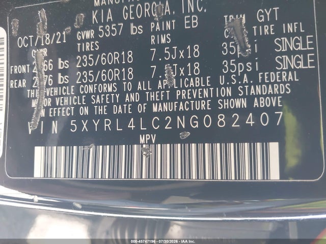 KIA SORENTO S 2022 5XYRL4LC2NG082407 Image 9