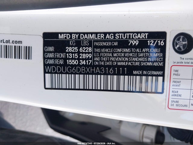 WDDUG6DBXHA316111 Mercedes-Benz S 550e Plug-in Hybrid