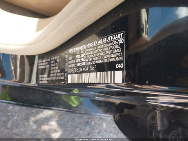 Продаж на аукціоні авто 2000 Mercedes-benz E 430 4m, vin: WDBJF83J3YX041567, номер лоту: 45747252