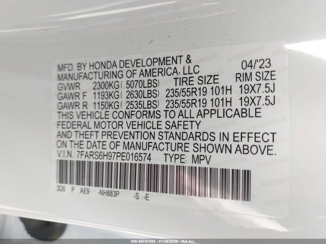 7FARS6H97PE016574 Honda Cr-v Hybrid Sport Touring