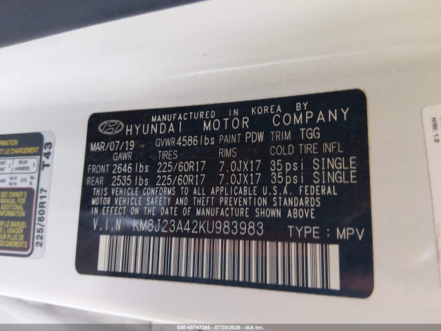 Hyundai TUCSON SE 2019 KM8J23A42KU983983 Image 9