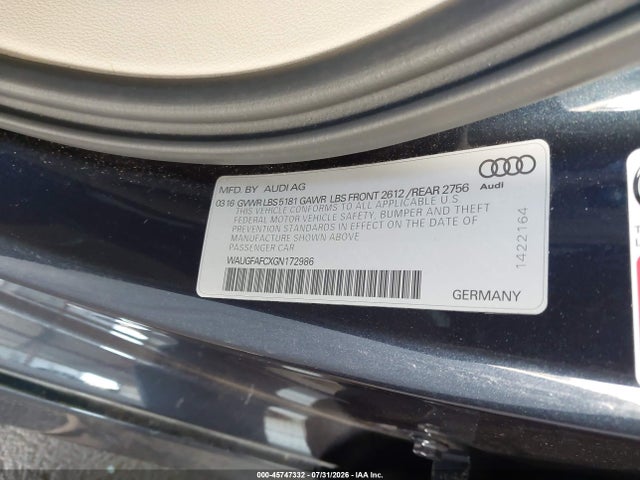 WAUGFAFCXGN172986 Audi A6 2.0t Premium Plus