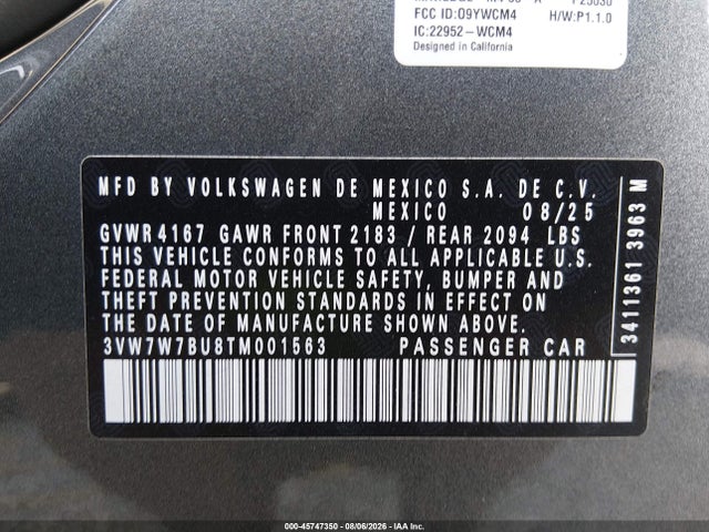 3VW7W7BU8TM001563 Volkswagen JETTA SE