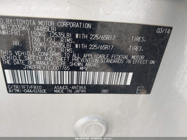 Toyota RAV4 LE 2014 JTMZFREV1EJ007765 Image 9