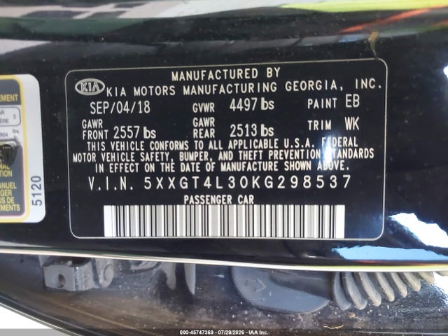 KIA Optima Lx 2019 5XXGT4L30KG298537 Image 9