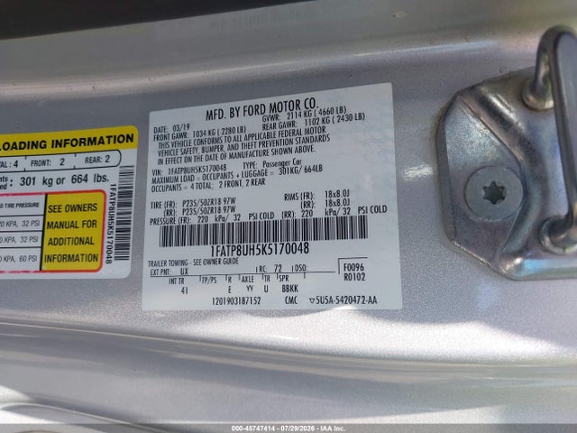 1FATP8UH5K5170048 Ford Mustang Ecoboost Premium