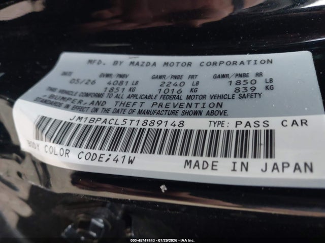 Продажа на аукционе авто 2026 Mazda Mazda3 2.5 S Preferred, vin: JM1BPACL5T1889148, номер лота: 45747443