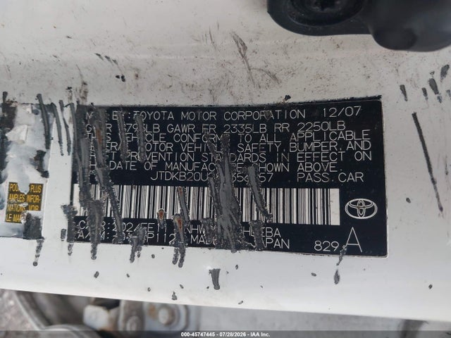 Auction sale of the 2008 Toyota Prius, vin: JTDKB20U283356557, lot number: 45747445