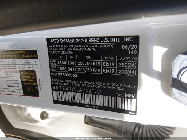 4JGFB4JBXLA242302 Mercedes-Benz GLE 350