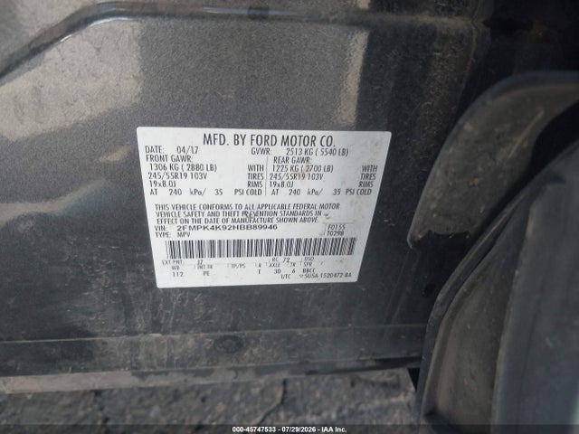 Ford Edge Titanium 2017 2FMPK4K92HBB89946 Image 9
