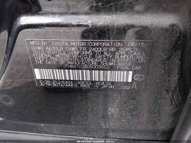 JTHBA1D28G5003652 Lexus IS 200T