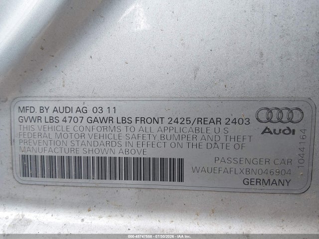 Продажа на аукционе авто 2011 Audi A4 2.0t Premium Plus, vin: WAUEFAFLXBN046904, номер лота: 45747558