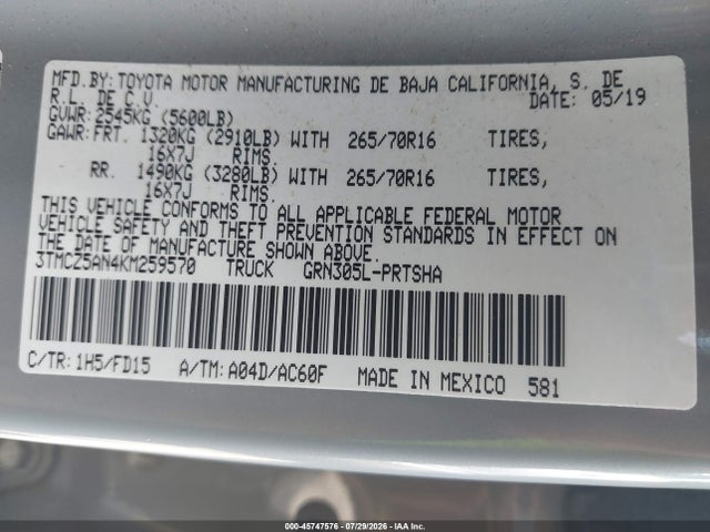 3TMCZ5AN4KM259570 Toyota Tacoma Trd Off Road
