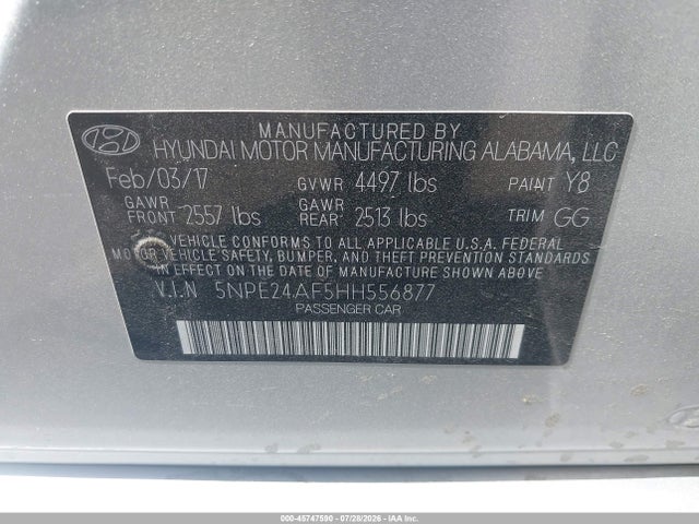 Hyundai SONATA SE 2017 5NPE24AF5HH556877 Image 9