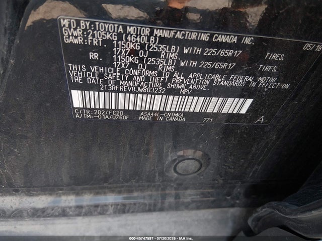 Toyota Rav4 Xle 2018 2T3RFREV8JW803232 Image 9