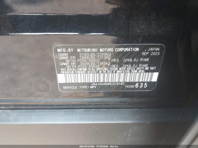 Продаж на аукціоні авто 2024 Mitsubishi Outlander Se 2.5 S-awc, vin: JA4J4VA88RZ019182, номер лоту: 45747636
