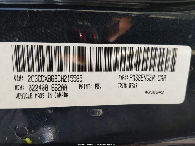 Aukcja sprzedaży 2012 Dodge Charger Se, vin: 2C3CDXBG8CH215585, numer aukcji: 45747665