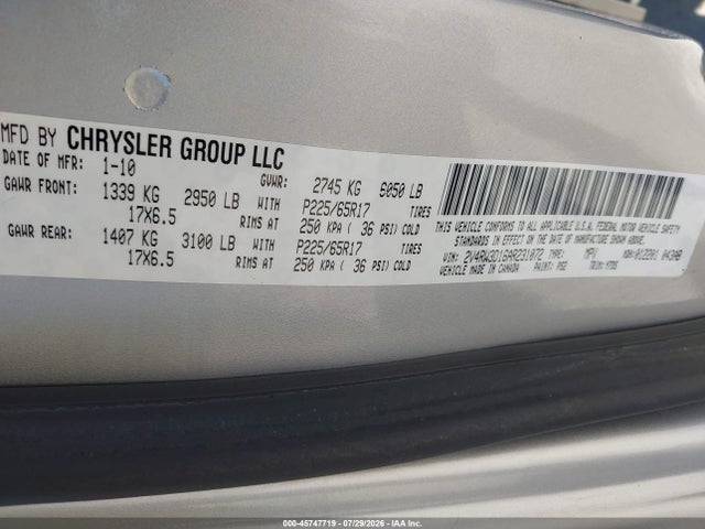 Продаж на аукціоні авто 2010 Volkswagen Routan Se, vin: 2V4RW3D16AR231072, номер лоту: 45747719