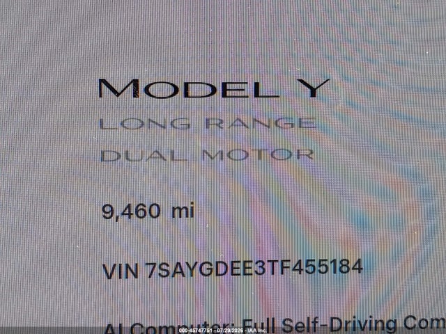 45747751 :رقم المزاد ، 7SAYGDEE3TF455184 vin ، 2026 Tesla Model Y All-wheel Drive/long Range Launch Series/premium All-wheel Drive مزاد بيع