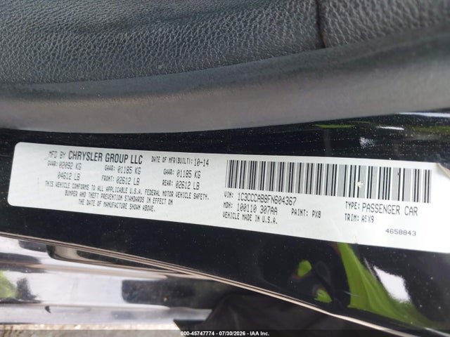 Aukcja sprzedaży 2015 Chrysler 200 Limited, vin: 1C3CCCAB8FN604367, numer aukcji: 45747774