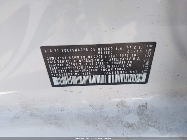 Volkswagen Golf Tsi S/tsi Se 2018 3VWG17AU4JM272956 Image 9