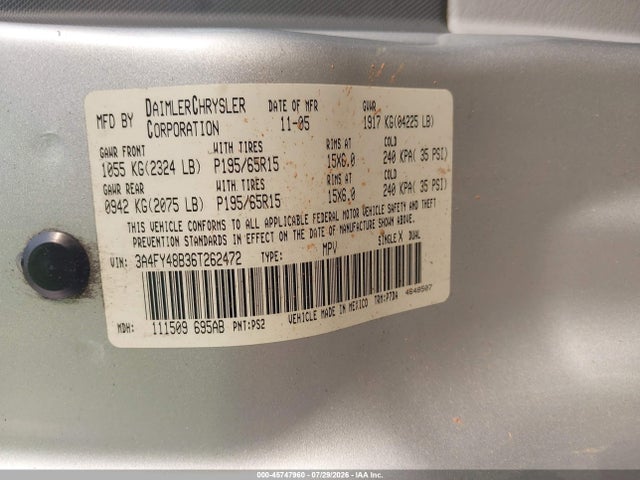 Aukcja sprzedaży 2006 Chrysler Pt Cruiser, vin: 3A4FY48B36T262472, numer aukcji: 45747960