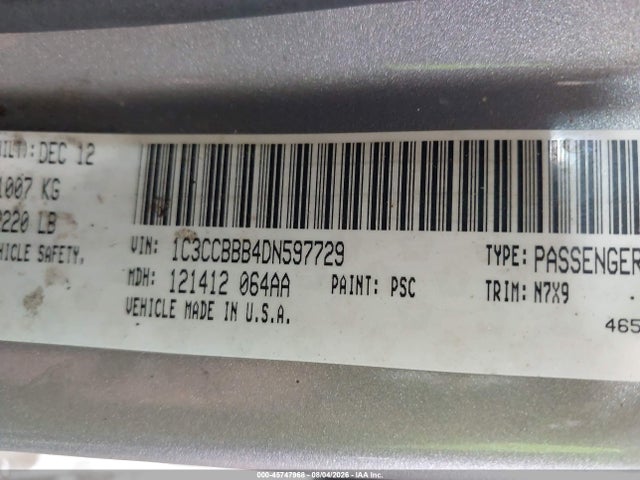 Продаж на аукціоні авто 2013 Chrysler 200 Touring, vin: 1C3CCBBB4DN597729, номер лоту: 45747968