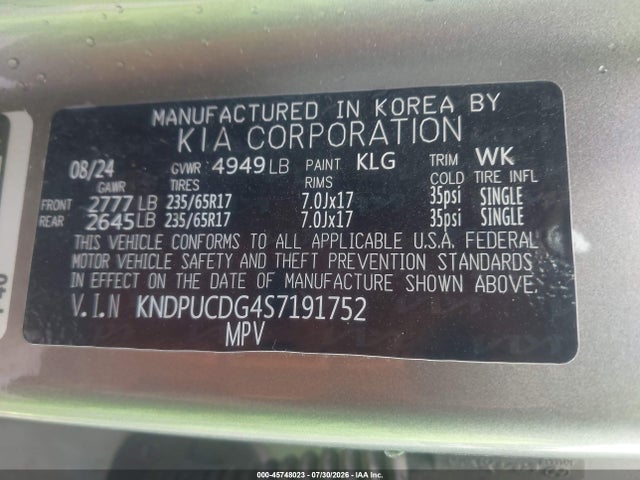 Aukcja sprzedaży 2025 Kia Sportage Hybrid Lx, vin: KNDPUCDG4S7191752, numer aukcji: 45748023
