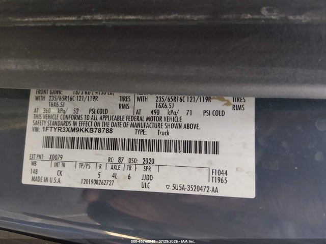 Ford Transit-250 2019 1FTYR3XM9KKB78788 Image 9