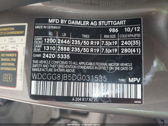 Продаж на аукціоні авто 2013 Mercedes-benz Glk 350 4matic, vin: WDCGG8JB5DG031535, номер лоту: 45748121