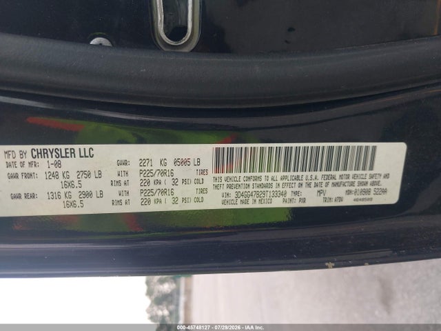 45748127 :رقم المزاد ، 3D4GG47B29T133340 vin ، 2009 Dodge Journey Se مزاد بيع