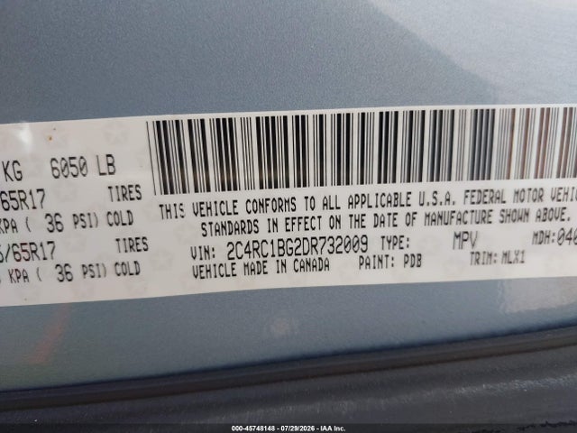 Aukcja sprzedaży 2013 Chrysler Town & Country Touring, vin: 2C4RC1BG2DR732009, numer aukcji: 45748148