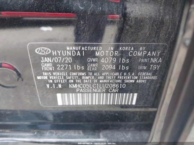 Aukcja sprzedaży 2020 Hyundai Ioniq Hybrid Limited, vin: KMHC05LC1LU208610, numer aukcji: 45748226