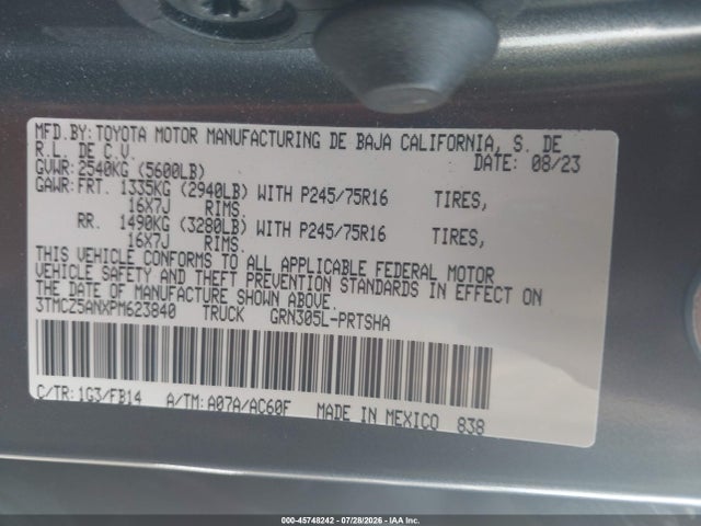 Продаж на аукціоні авто 2023 Toyota Tacoma Sr V6, vin: 3TMCZ5ANXPM623840, номер лоту: 45748242