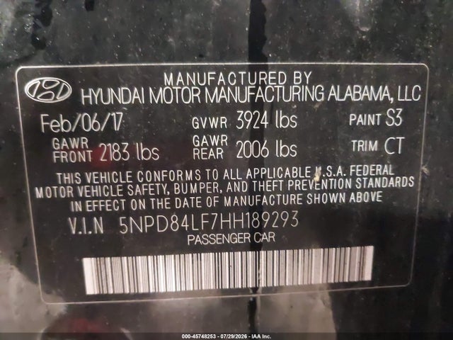 5NPD84LF7HH189293 Hyundai Elantra Value Edition