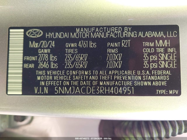 2024 Hyundai Tucson Se მანქანა იყიდება აუქციონზე, vin: 5NMJACDE3RH404951, აუქციონის ნომერი: 45748272