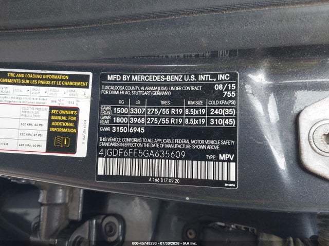 Mercedes-Benz Gl 450 4matic 2016 4JGDF6EE5GA635609 Image 9