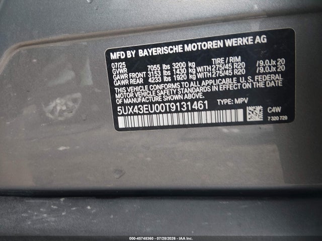 2026 Bmw X5 Phev Xdrive50e მანქანა იყიდება აუქციონზე, vin: 5UX43EU00T9131461, აუქციონის ნომერი: 45748360