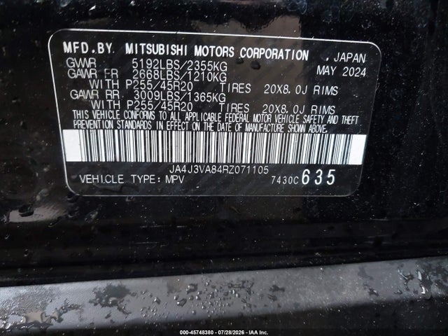 Aukcja sprzedaży 2024 Mitsubishi Outlander Se 2.5 2wd/se Black Edition S-awc/se Black Edition W/pano Roof S-awc, vin: JA4J3VA84RZ071105, numer aukcji: 45748380