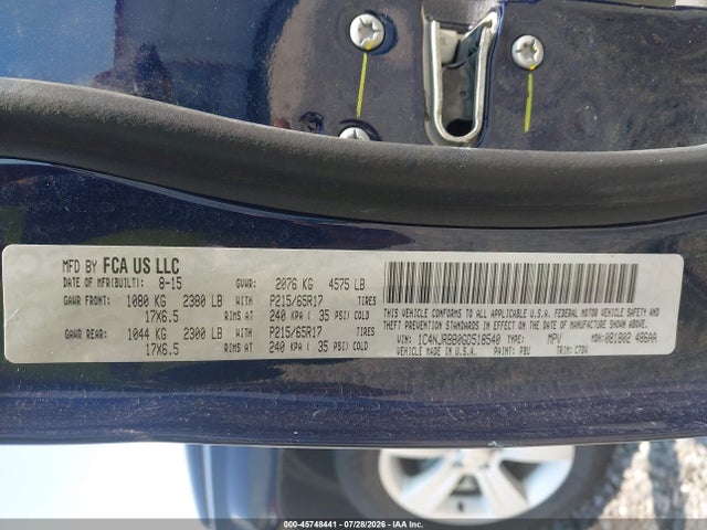 2016 Jeep Patriot Sport მანქანა იყიდება აუქციონზე, vin: 1C4NJRBB0GD518540, აუქციონის ნომერი: 45748441