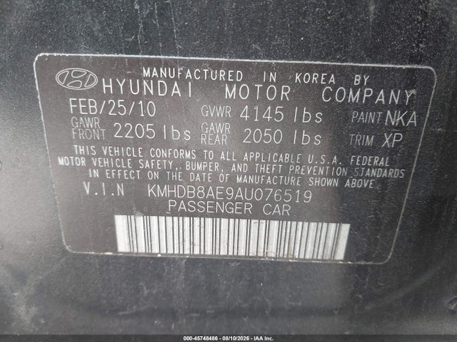 Продаж на аукціоні авто 2010 Hyundai Elantra Touring Gls, vin: KMHDB8AE9AU076519, номер лоту: 45748486